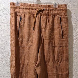 Athleta Cabo Linen Textured Wide Leg Pant Brown size 8